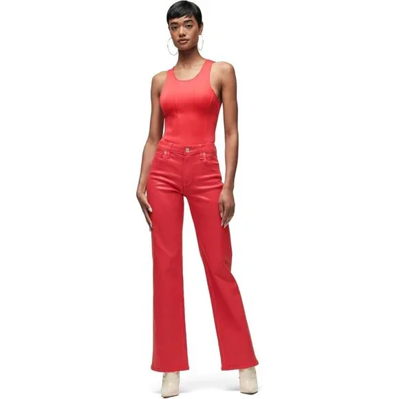 Womens Wide Leg Jeans High-Rise Cotton Modal Stretch Zipper Closure